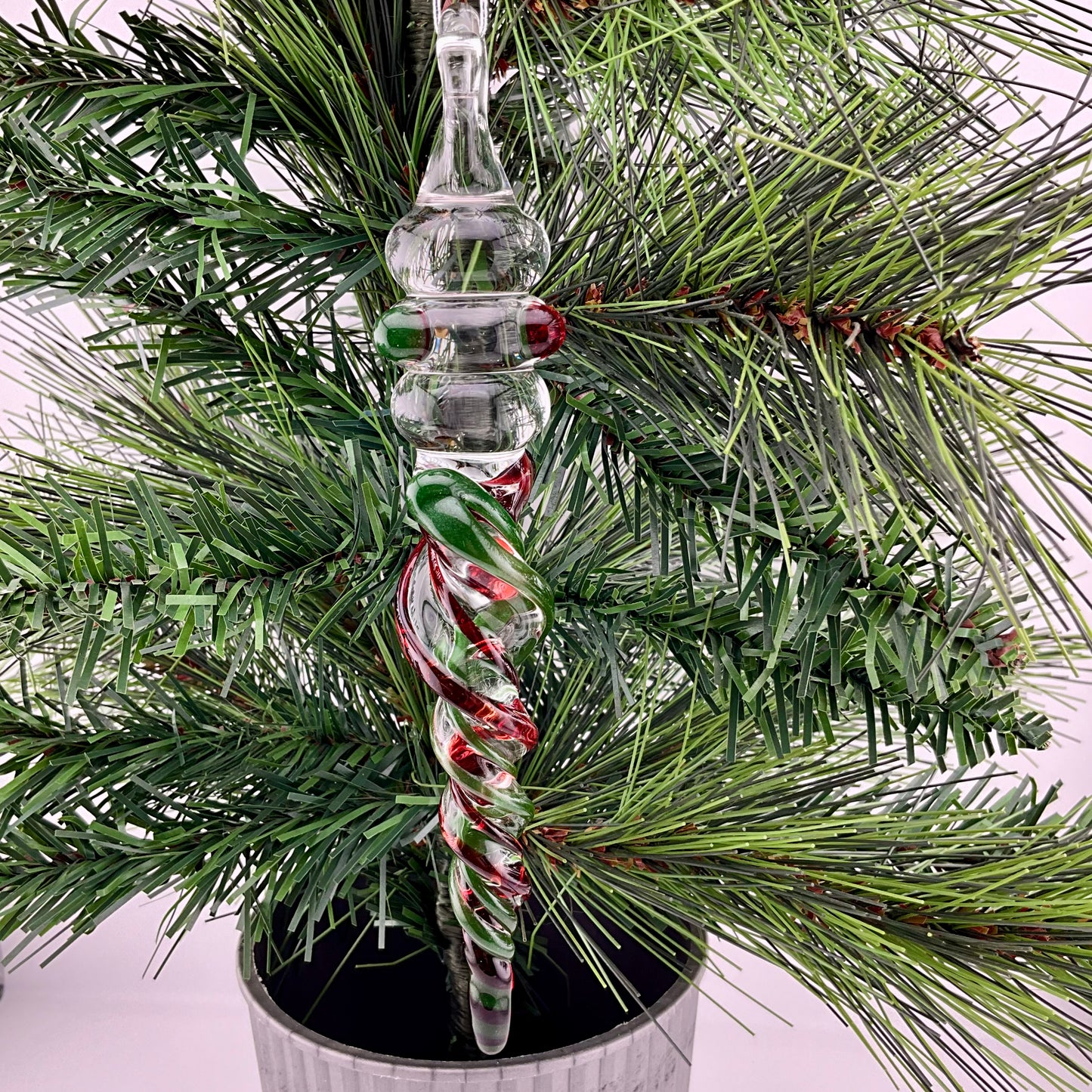 4 Pack Elvis Red and Sparkly Green Glass Icicle Ornament "Holiday Special" - JeffBeckerGlass.com