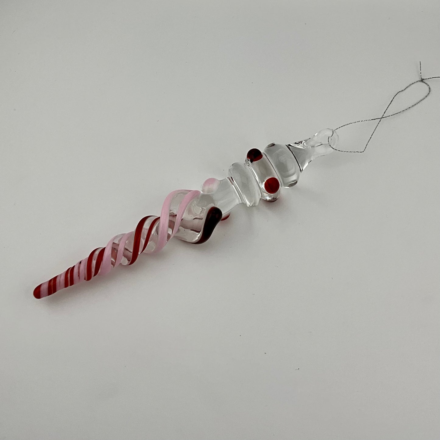 Elvis Red and Pink Cadillac Glass Icicle Christmas Ornaments with clear Maria - JeffBeckerGlass.com