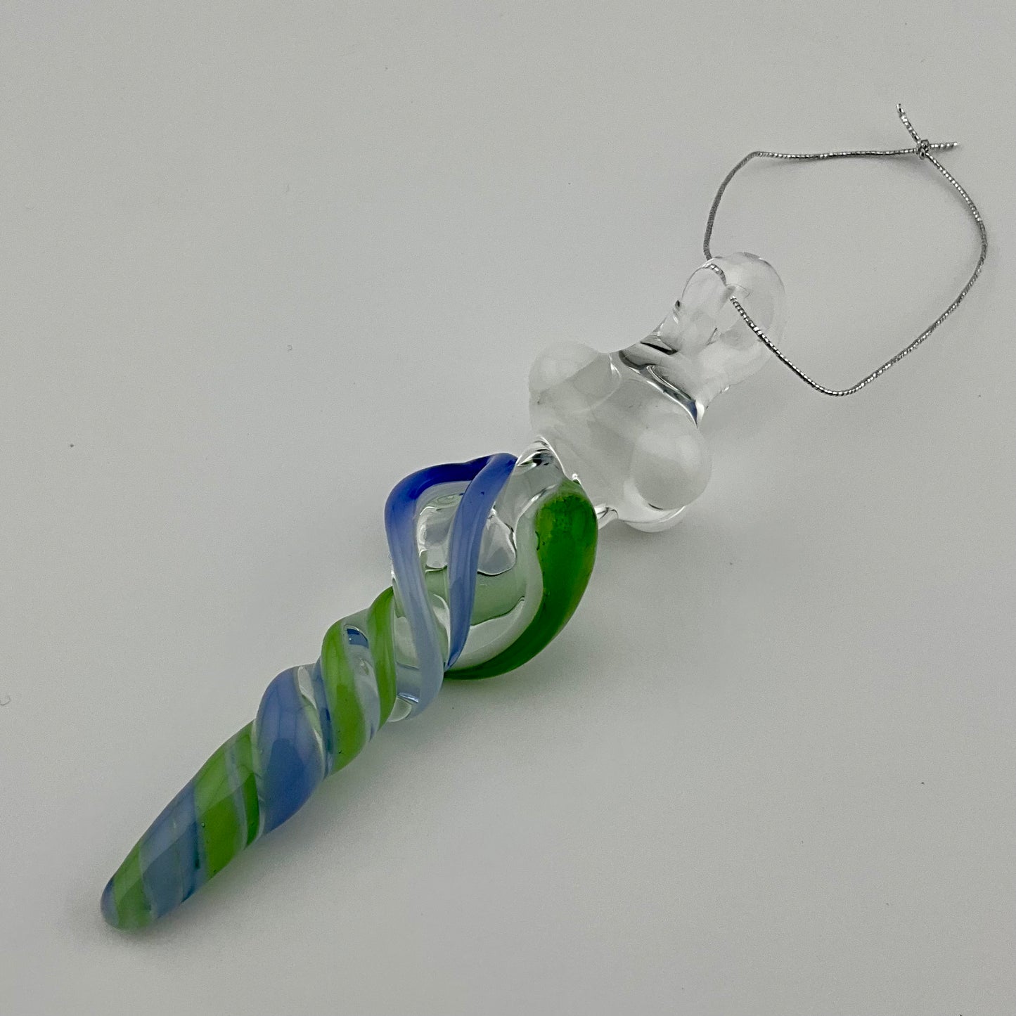 Mini Neptune Blue and Plantphibian Green Glass Icicle Ornaments - JeffBeckerGlass.com