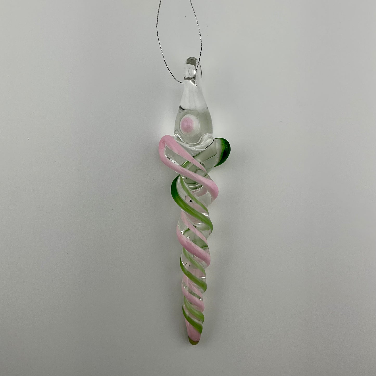 Plantphibian Green and Pink Cadillac Glass Icicle Ornament - JeffBeckerGlass.com