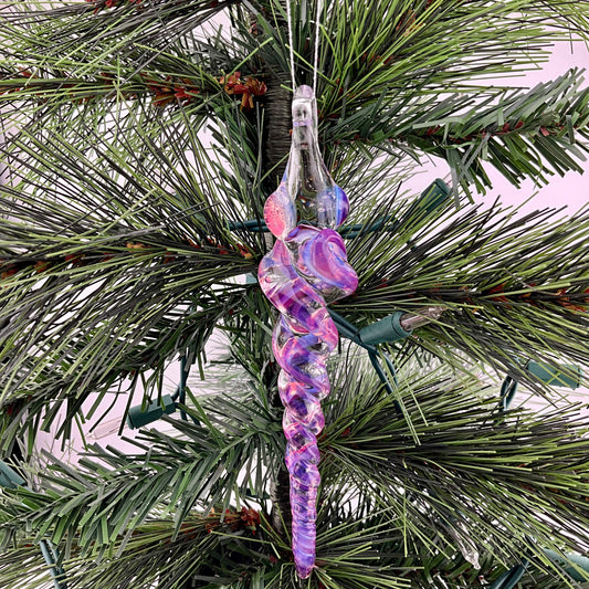 Gold Amethyst Glass Icicle Ornament - JeffBeckerGlass.com