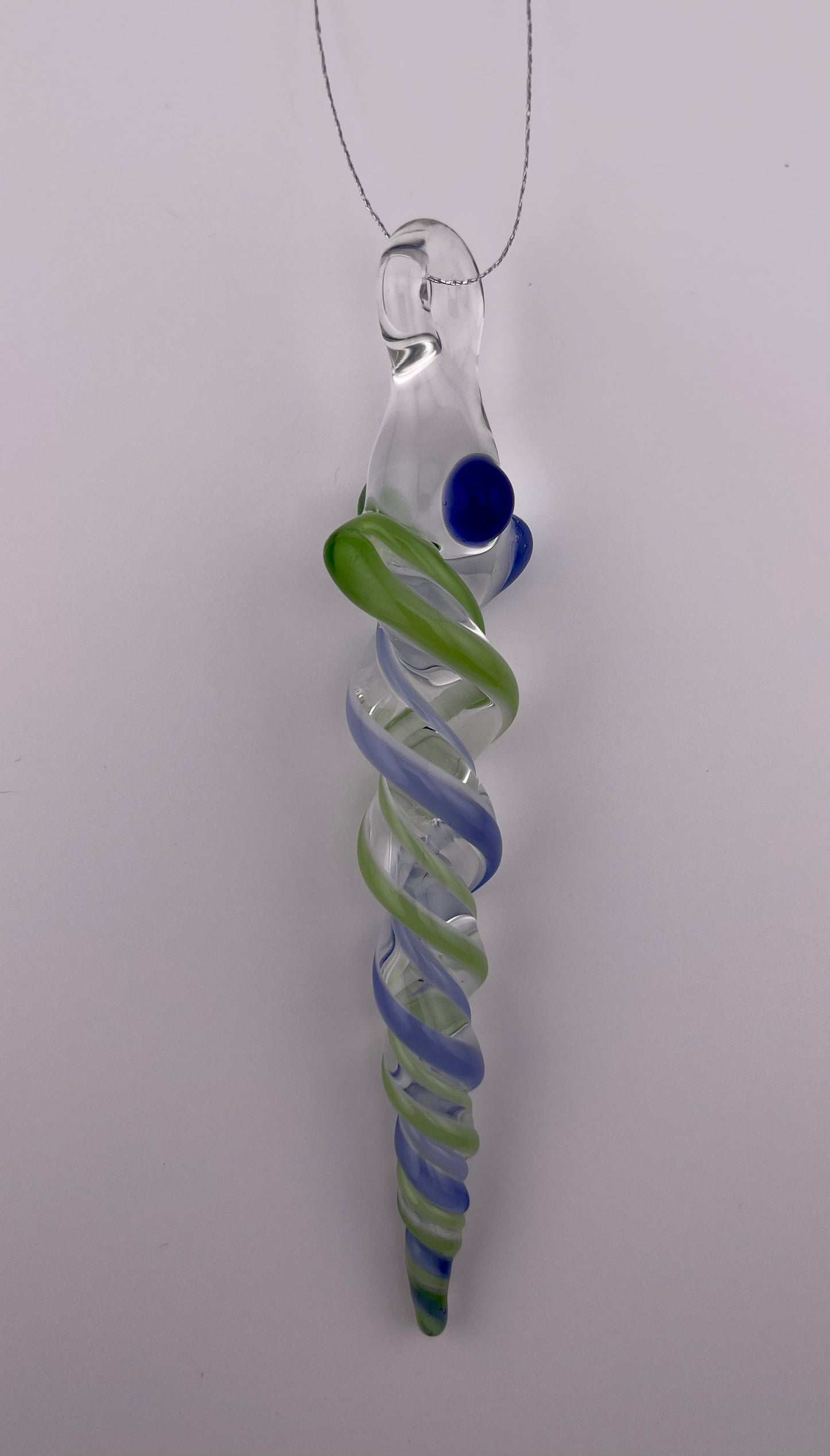 Plantphibian and Neptune Blue Glass Icicle Ornament - JeffBeckerGlass.com