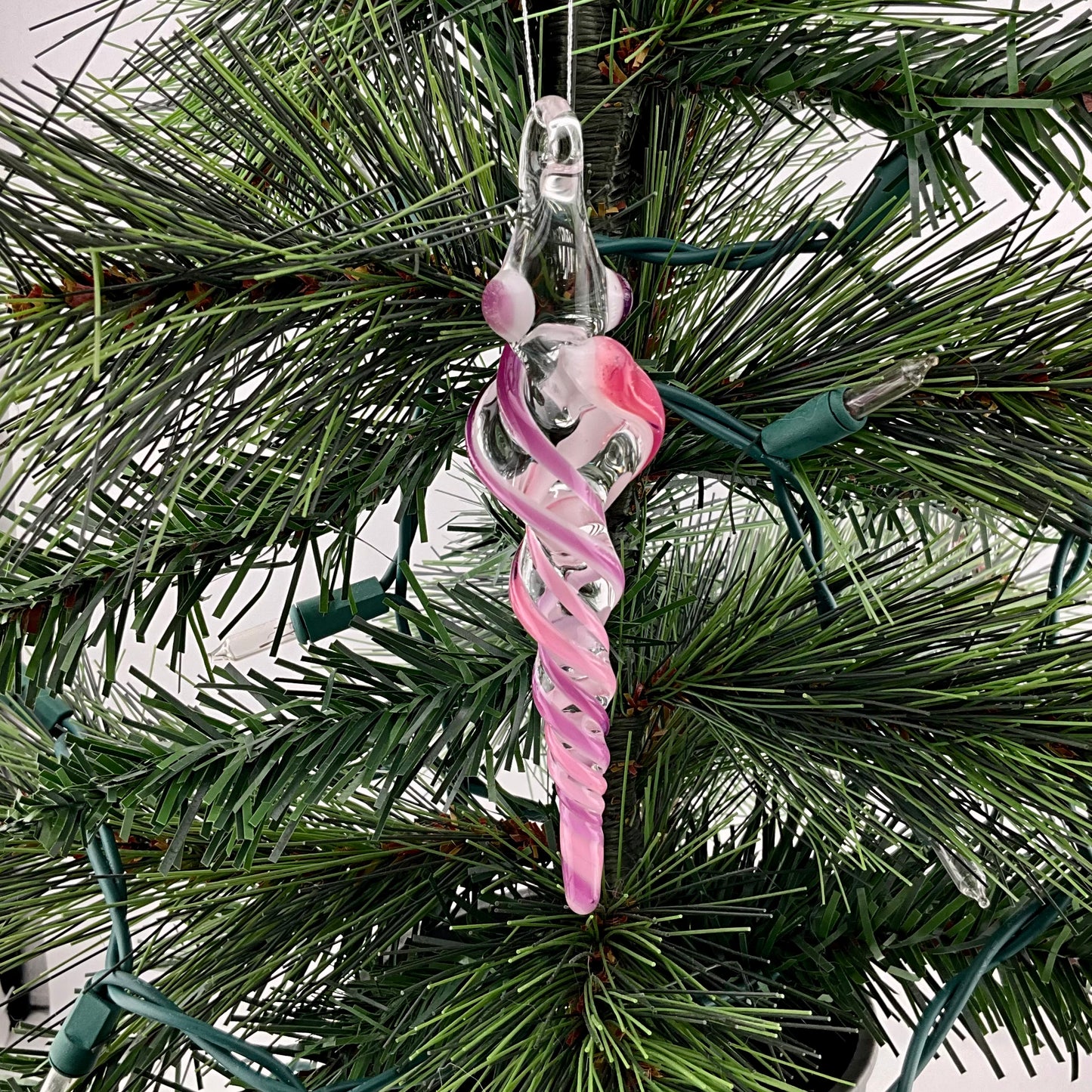Gold Ruby over White Glass Icicle Christmas Ornaments - JeffBeckerGlass.com