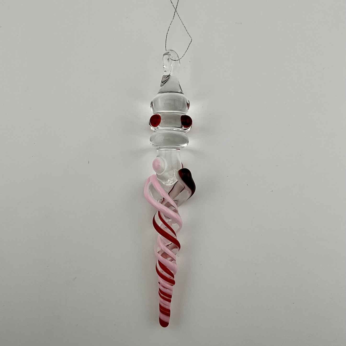 Elvis Red and Pink Cadillac Glass Icicle Christmas Ornaments with clear Maria - JeffBeckerGlass.com