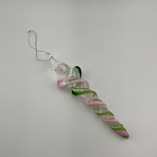 Plantphibian Green and Pink Cadillac Glass Icicle Ornament - JeffBeckerGlass.com