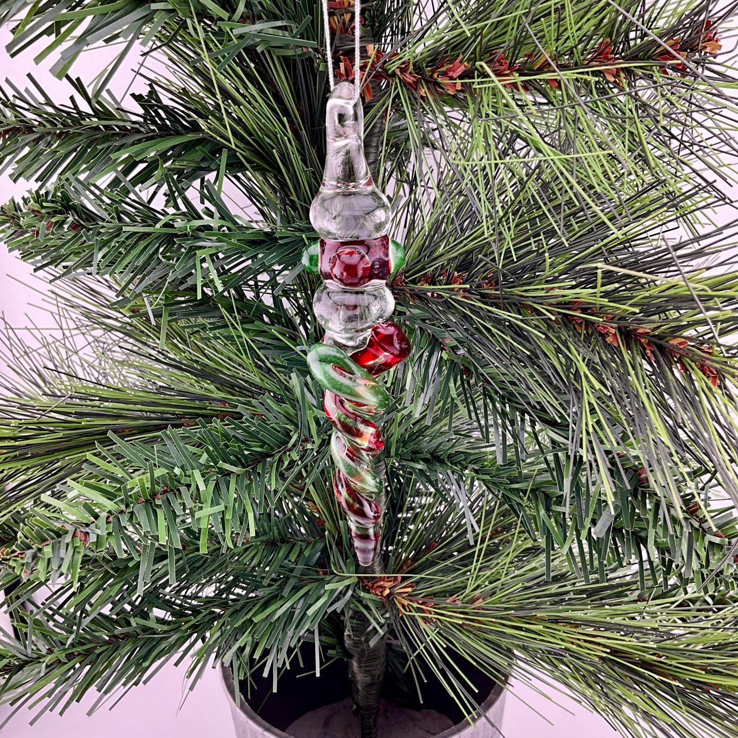 4 Pack Elvis Red and Sparkly Green Glass Icicle Ornament "Holiday Special" - JeffBeckerGlass.com