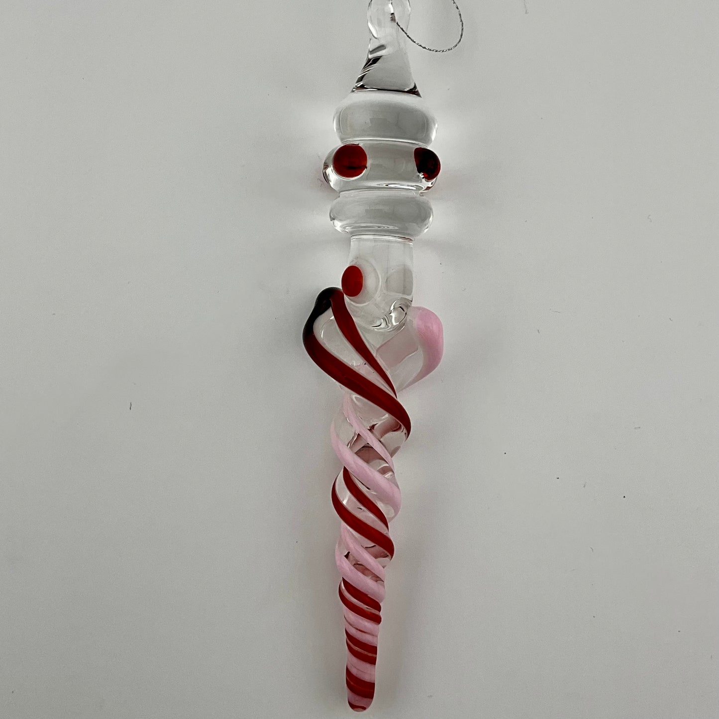 Elvis Red and Pink Cadillac Glass Icicle Christmas Ornaments with clear Maria - JeffBeckerGlass.com