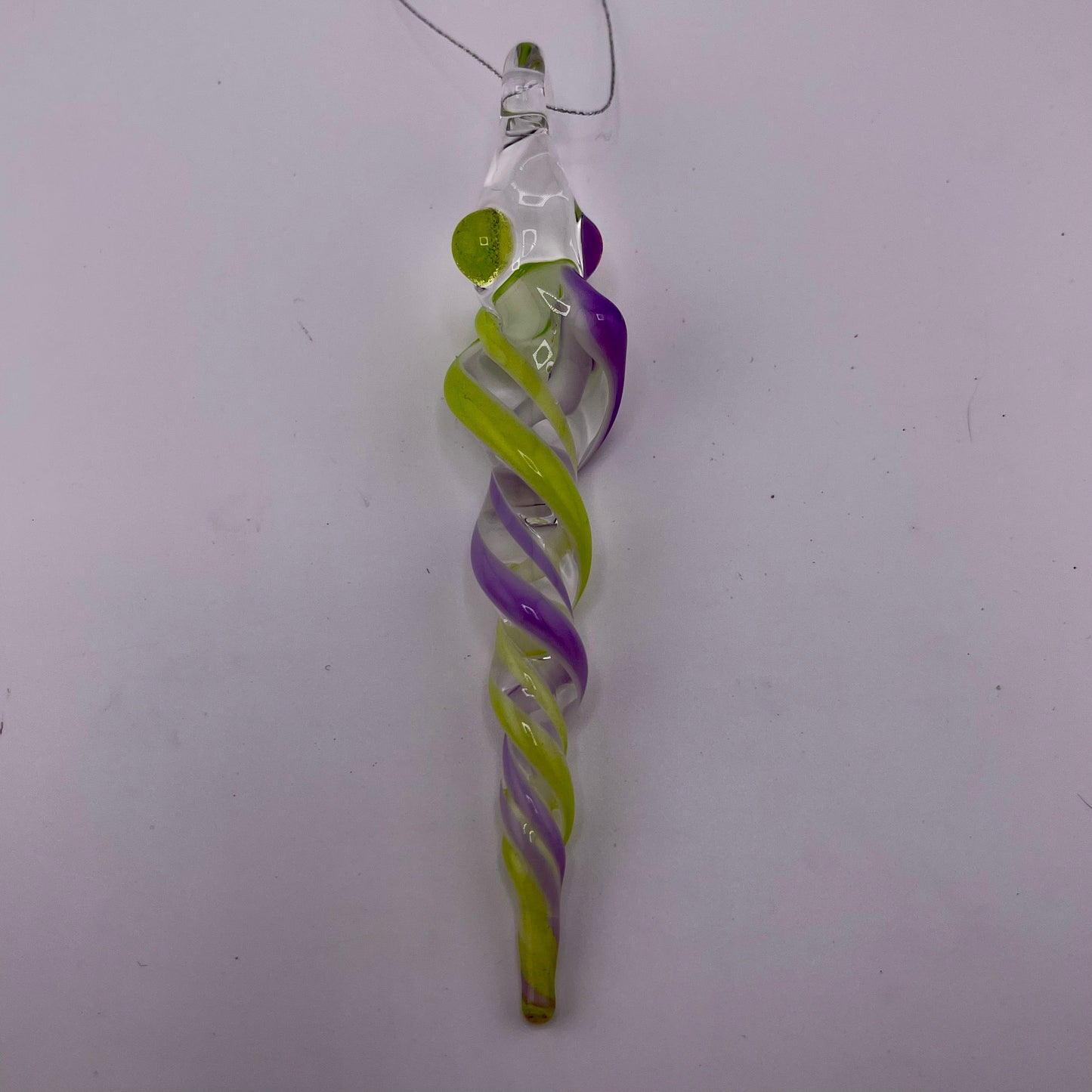 Slime Green and Pink Icicle Ornament - JeffBeckerGlass.com