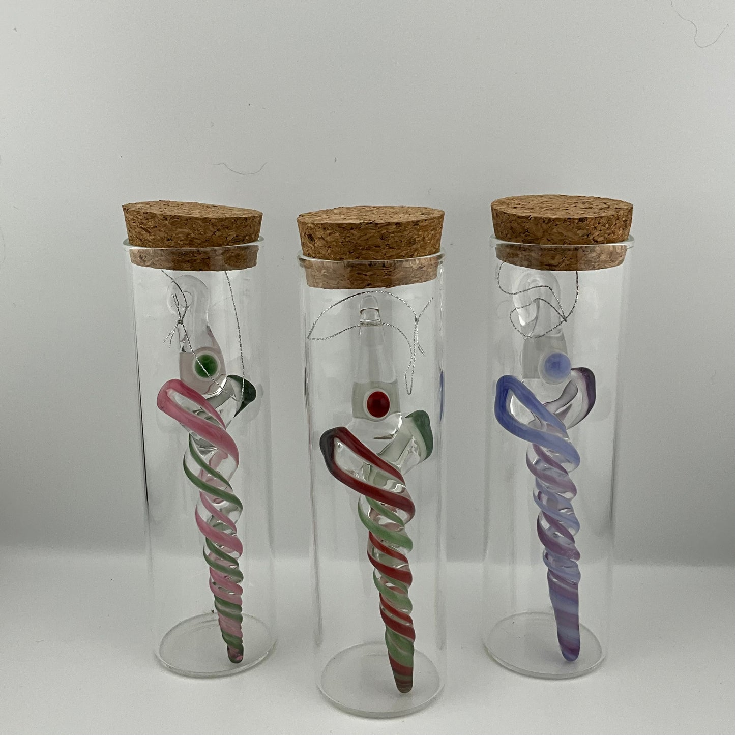 Gold Ruby over White Glass Icicle Christmas Ornaments - JeffBeckerGlass.com
