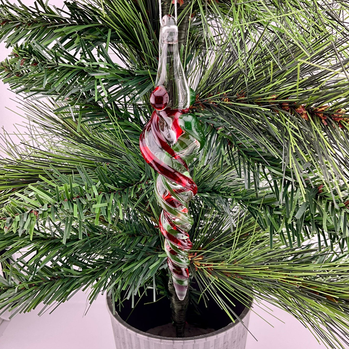 4 Pack Elvis Red and Sparkly Green Glass Icicle Ornament "Holiday Special" - JeffBeckerGlass.com