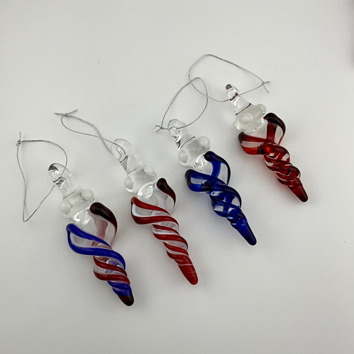 Mini Elvis Red over White Glass Icicle Ornaments - JeffBeckerGlass.com