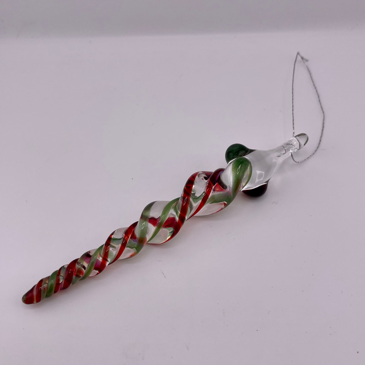 Elvis Red and Green over White Glass Icicle Ornament - JeffBeckerGlass.com