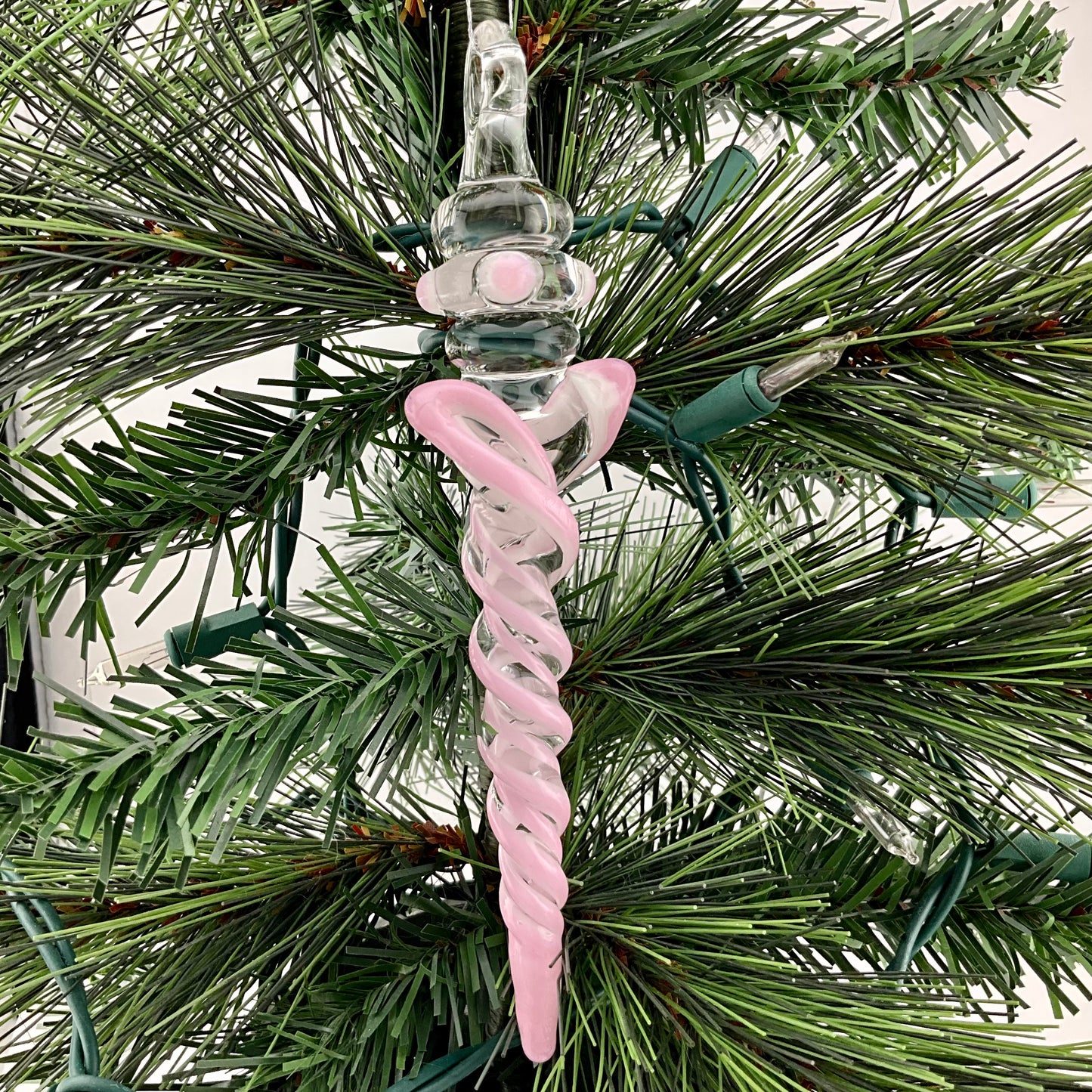 Pink Cadillac over White Glass Icicle with multiple Maria’s - JeffBeckerGlass.com