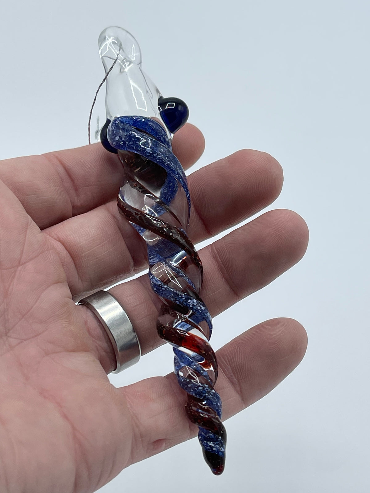 Blizzard Blue and Red Glass Icicle - JeffBeckerGlass.com