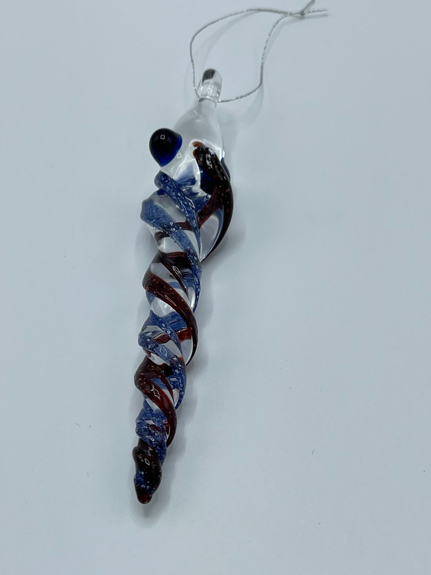 Blizzard Blue and Red Glass Icicle - JeffBeckerGlass.com