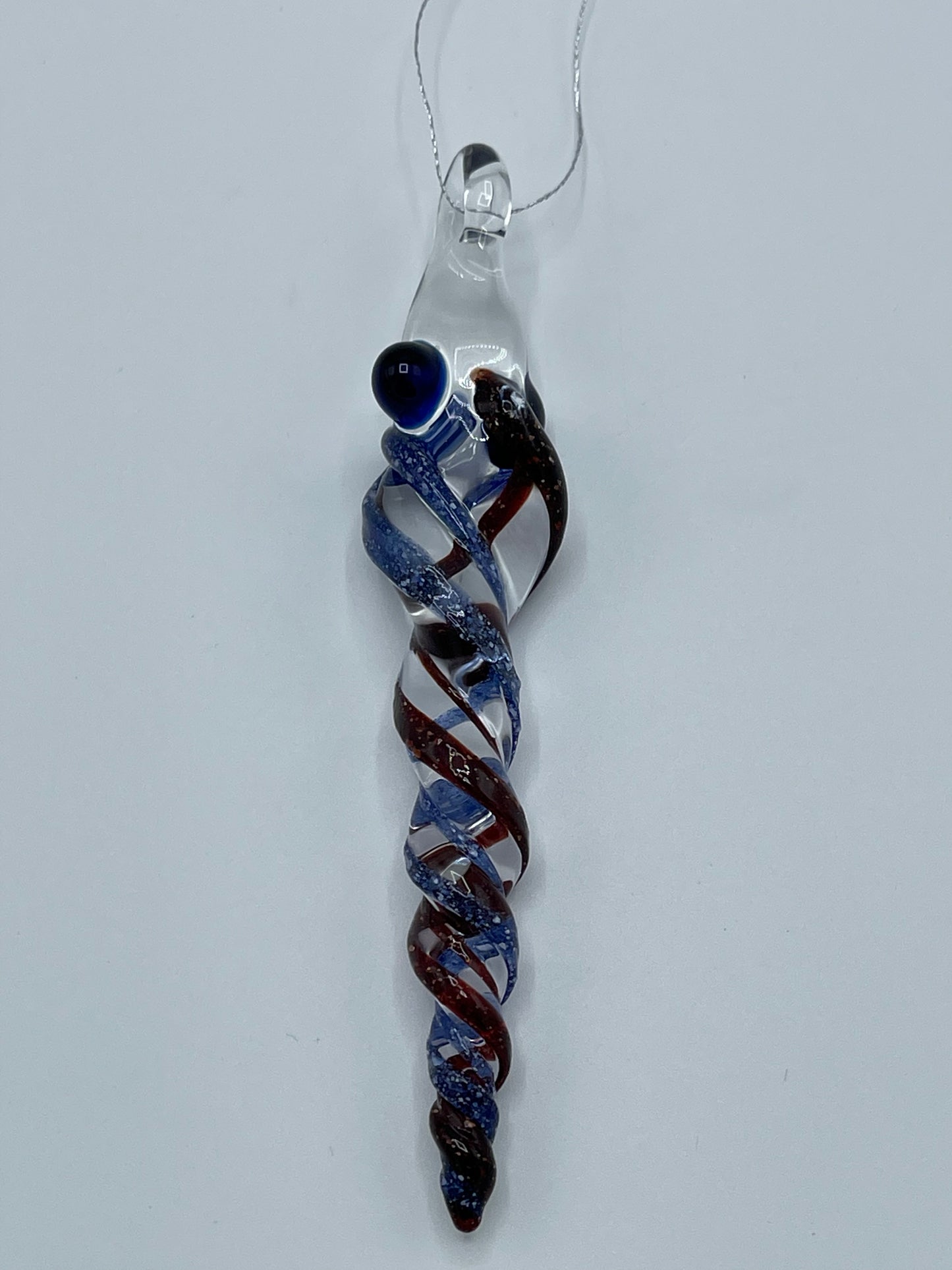 Blizzard Blue and Red Glass Icicle - JeffBeckerGlass.com