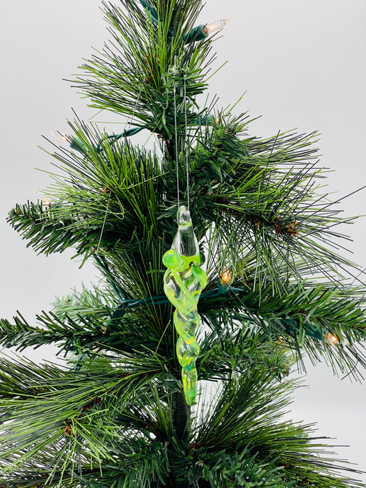 Glass Slime Green Icicle Ornament - JeffBeckerGlass.com
