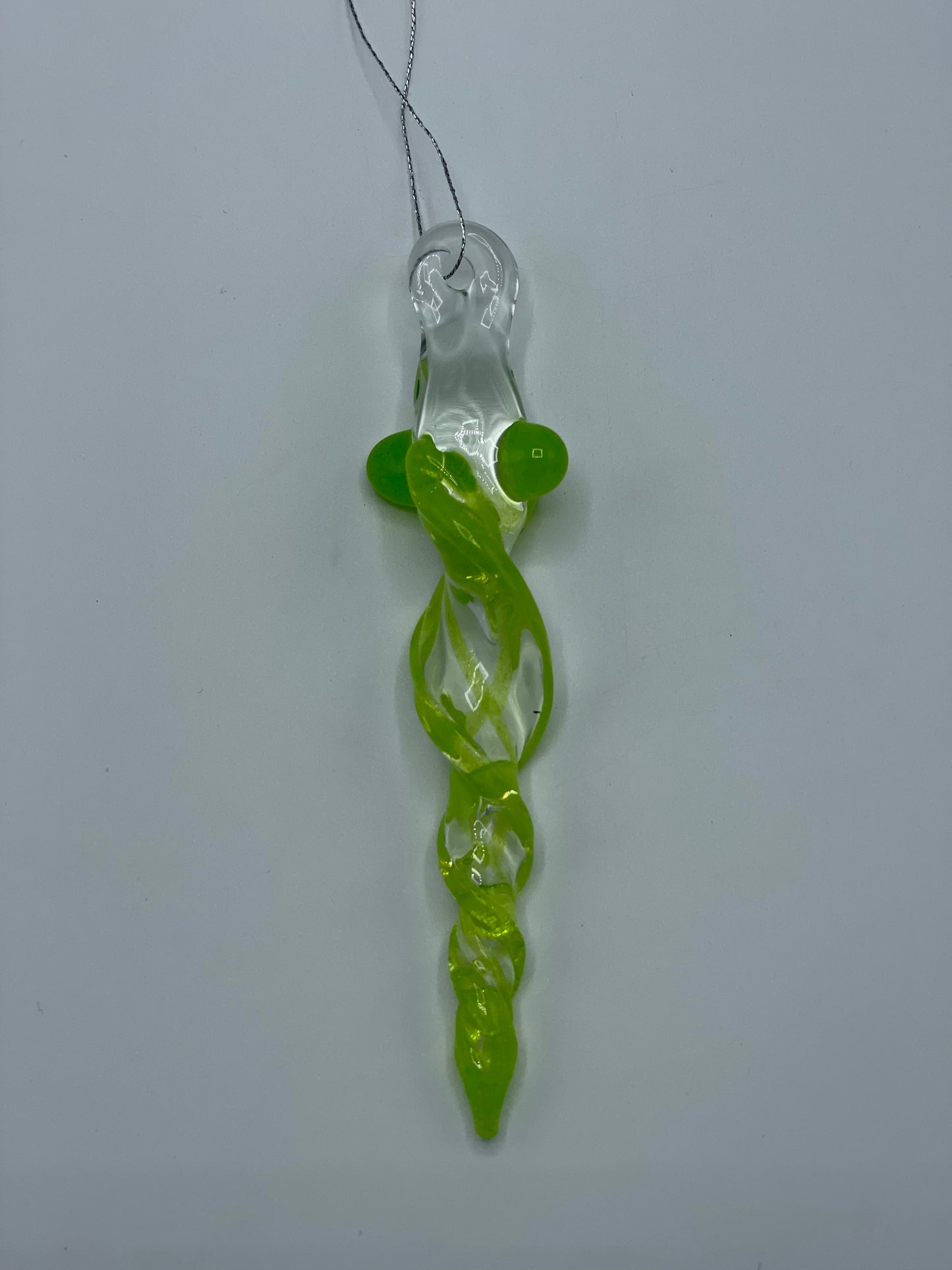 Glass Slime Green Icicle Ornament - JeffBeckerGlass.com