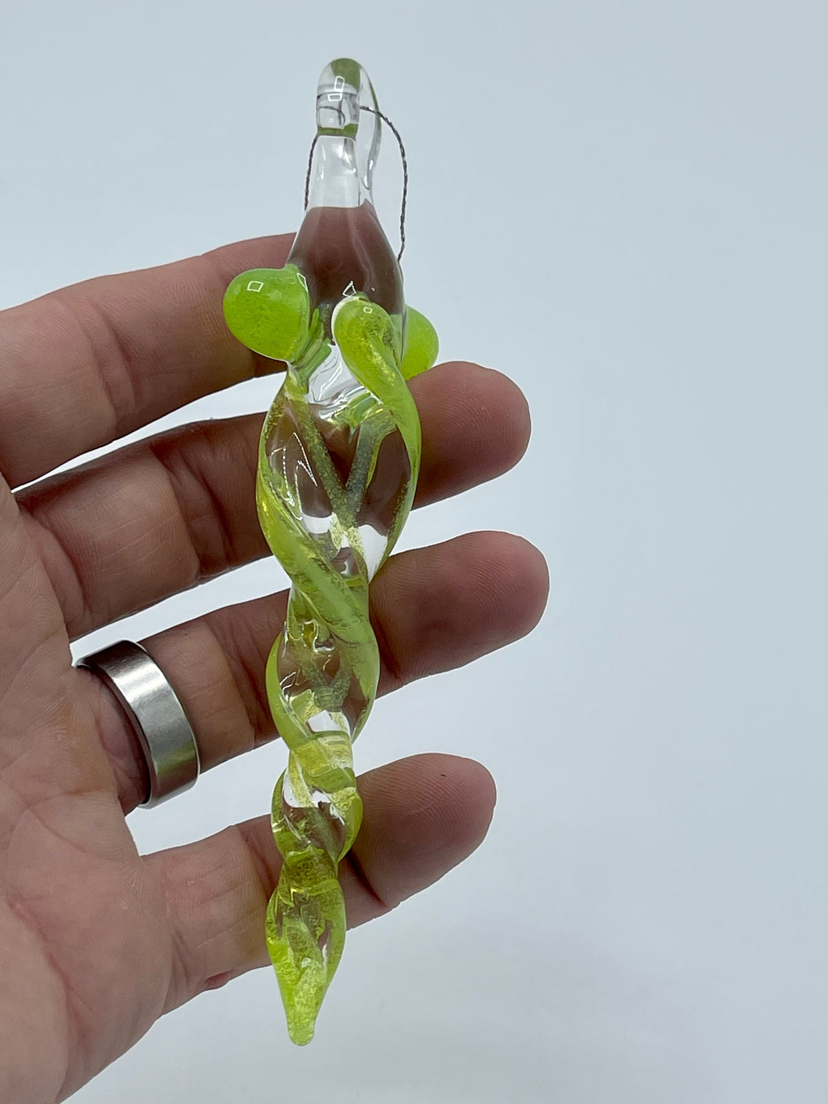 Glass Slime Green Icicle Ornament - JeffBeckerGlass.com