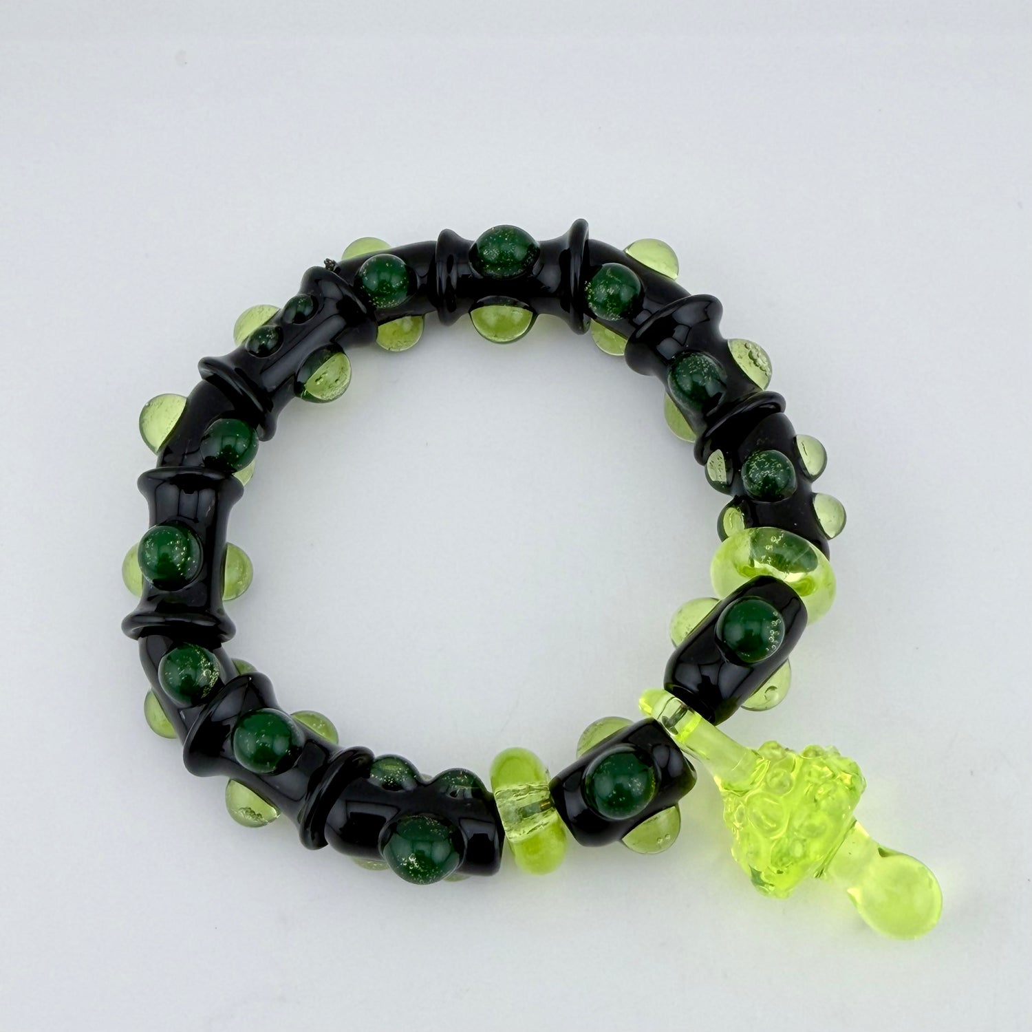 Stretchy Glass Bead Bracelet with UV reactive accent dots