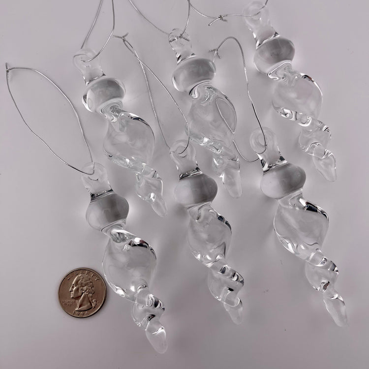 6 pack clear glass icicle ornaments