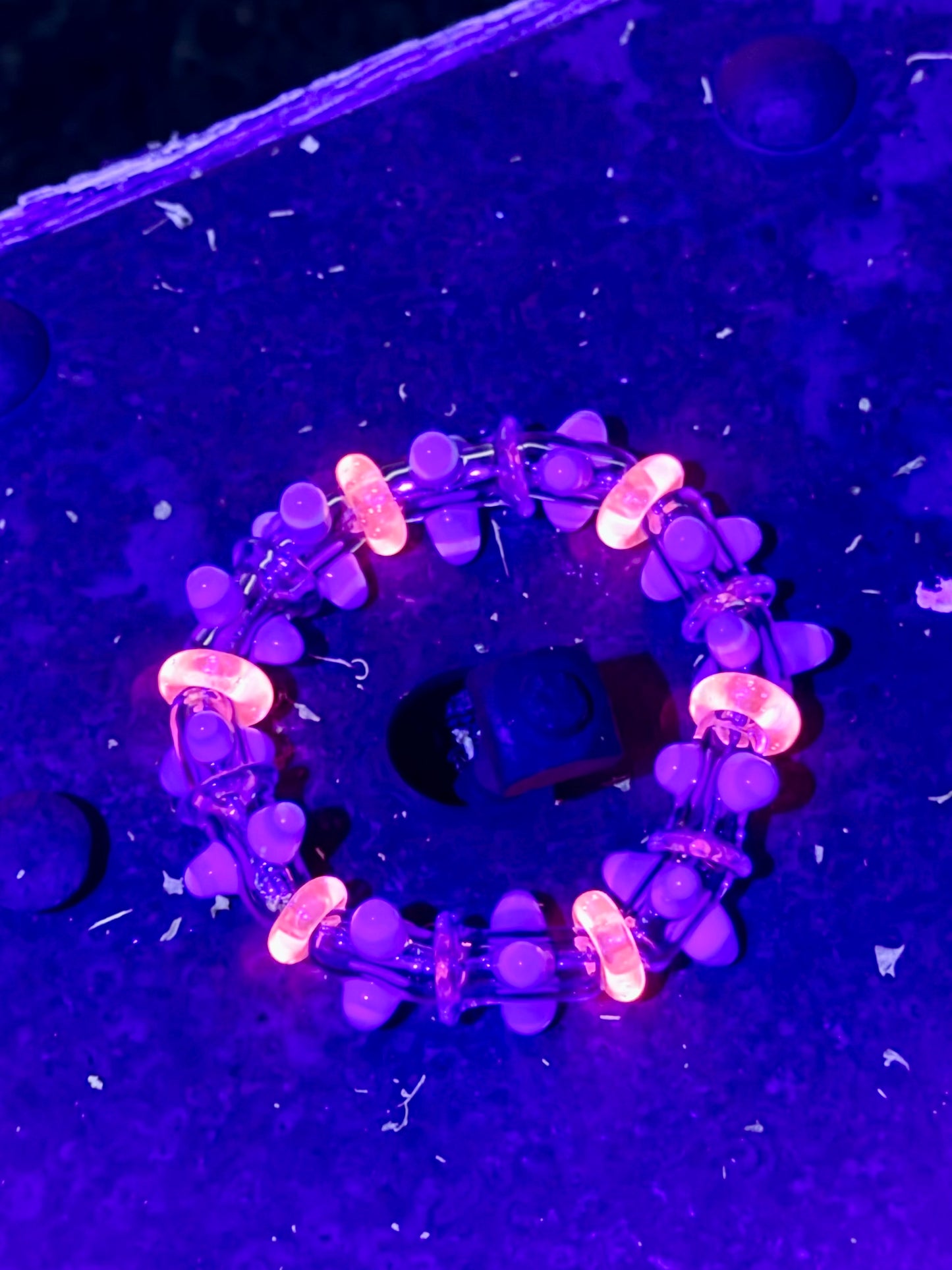 7inch Purple and Pink UV Reactive Glass Bracelet – Glows Pink Under Black Light