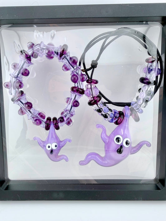 Pink Slime Ghost Stretchy Bracelet & Necklace Combo