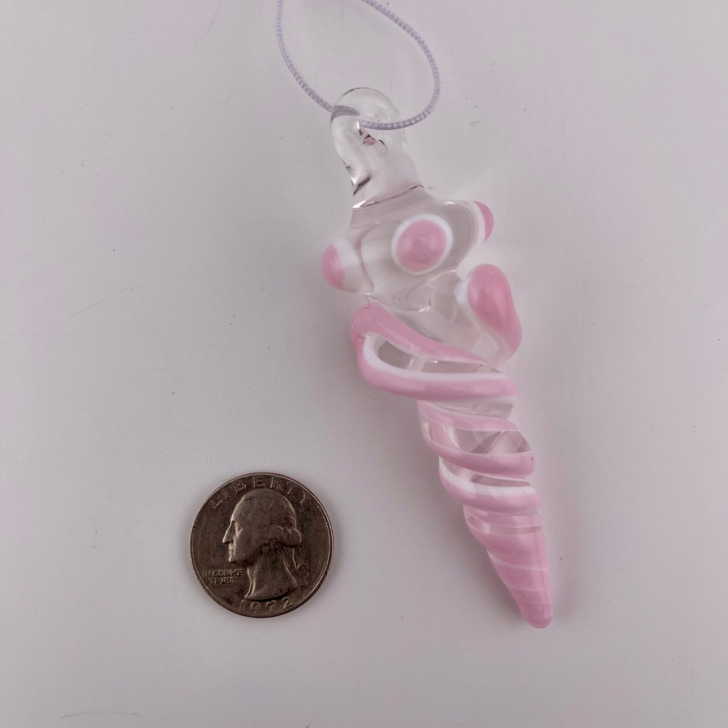 3 Pack Cadillac Pink over Lotus White Glass Icicle Ornament  "Holiday Special"