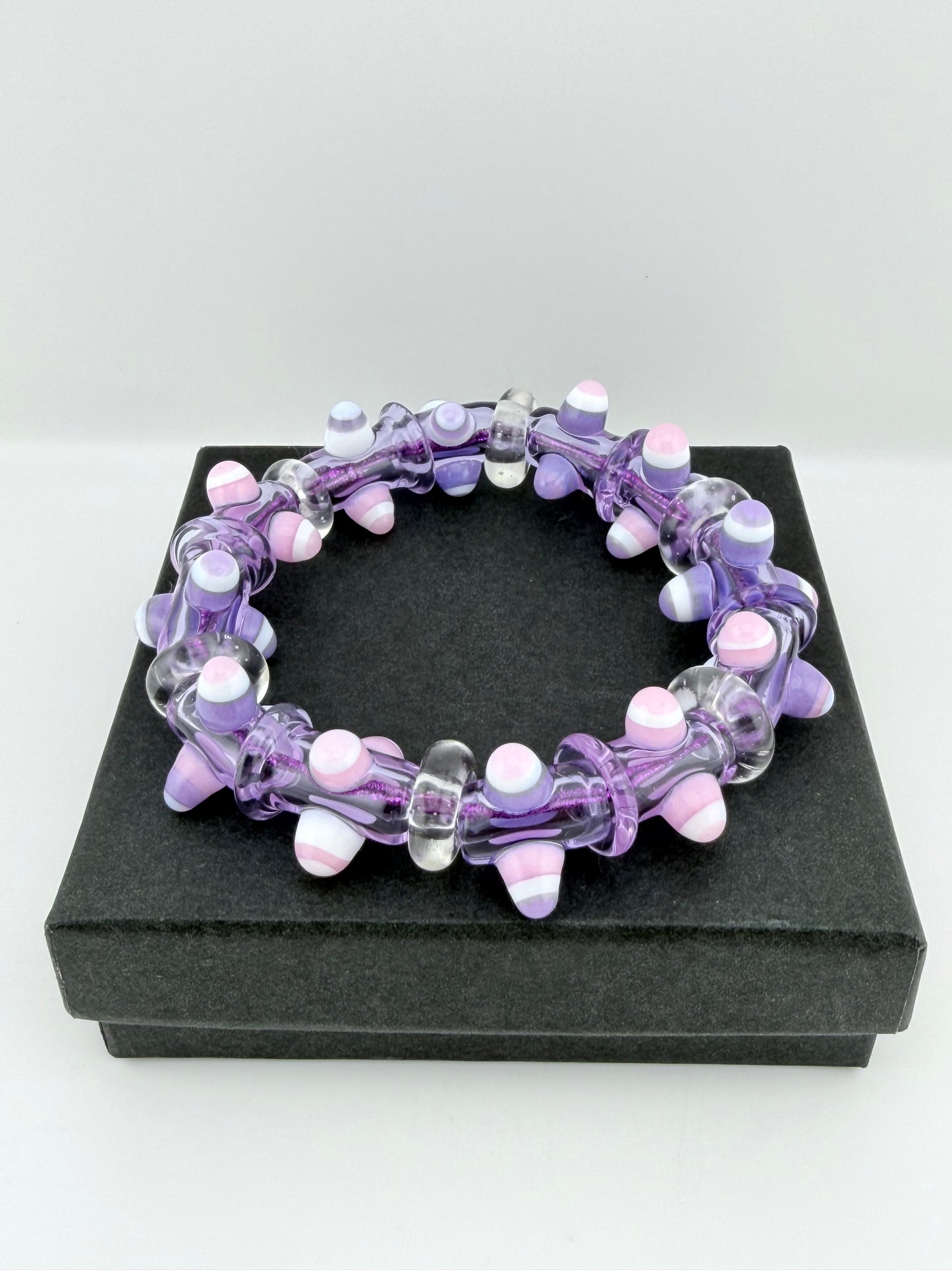 7inch Purple and Pink UV Reactive Glass Bracelet – Glows Pink Under Black Light