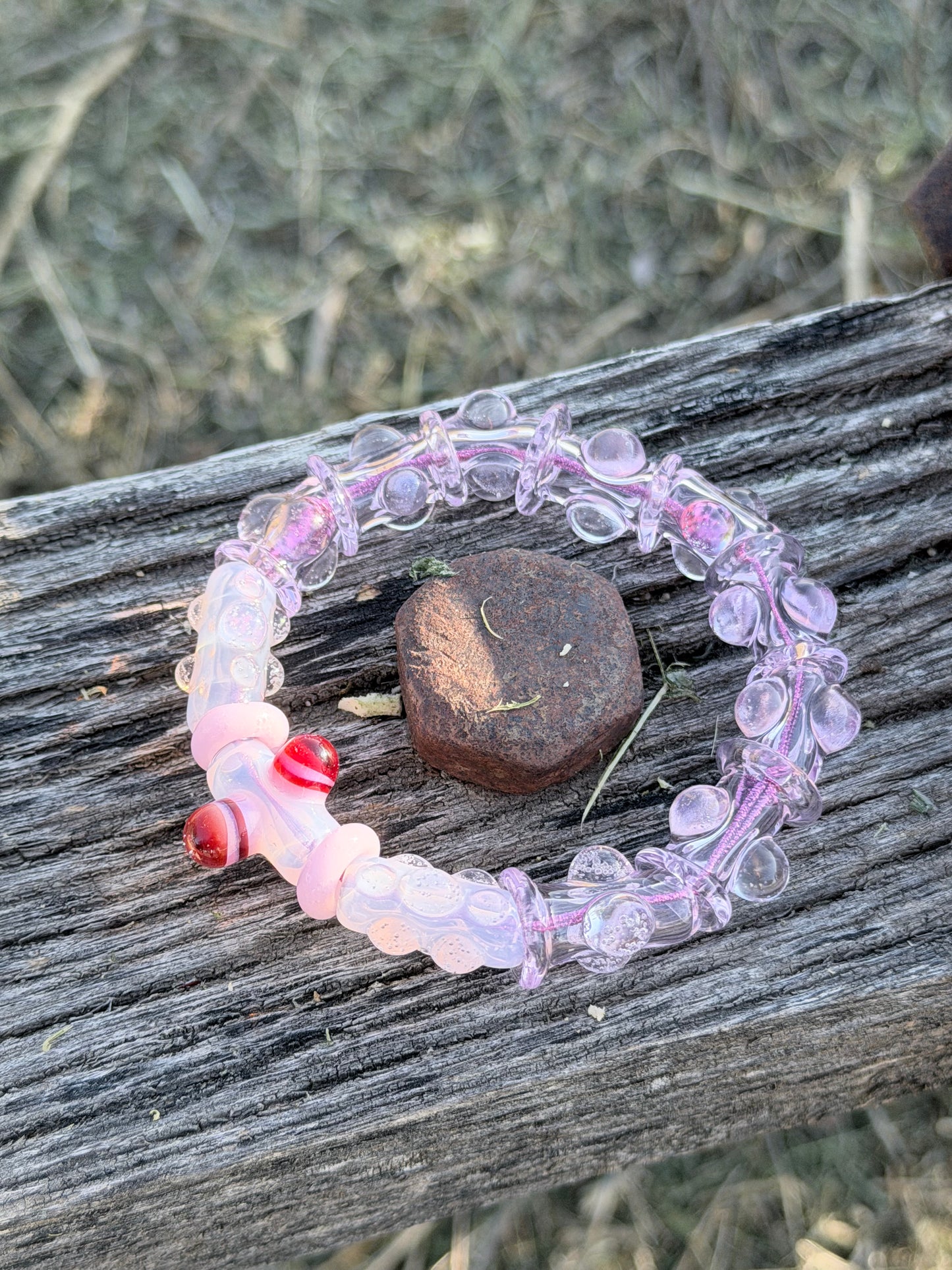 7inch Pink UV Reactive Glass Bracelet – Glows Pink Under Black Light