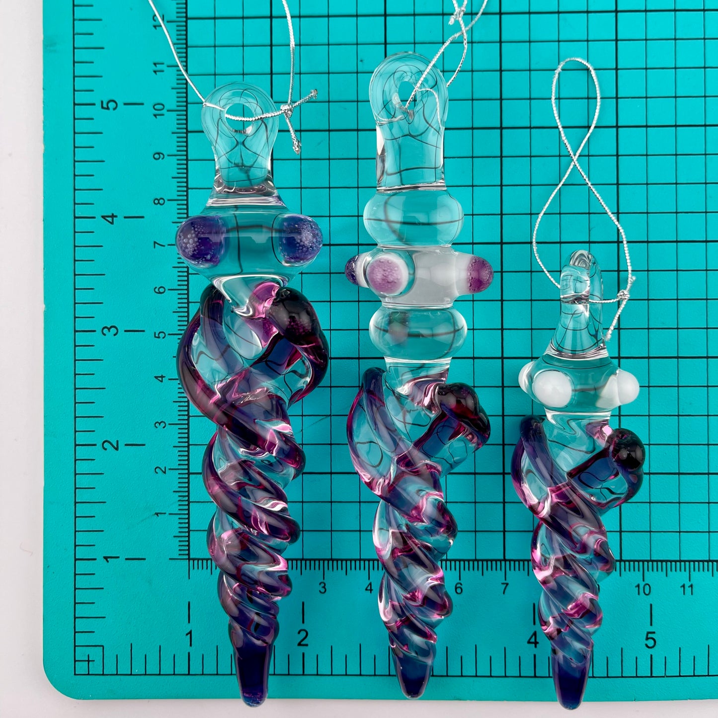 3 Pack Gold Amethyst Glass Icicle Ornament  "Holiday Special"