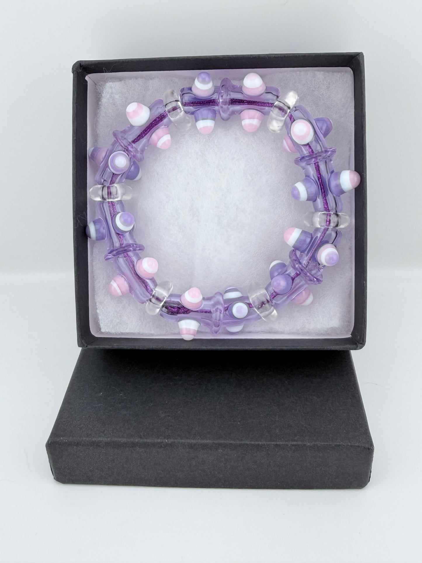 7inch Purple and Pink UV Reactive Glass Bracelet – Glows Pink Under Black Light