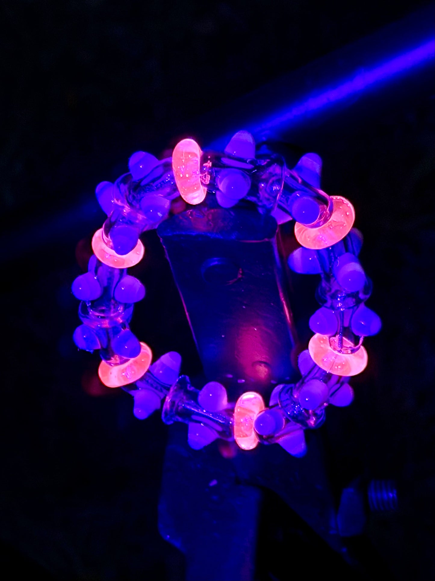 7inch Purple and Pink UV Reactive Glass Bracelet – Glows Pink Under Black Light