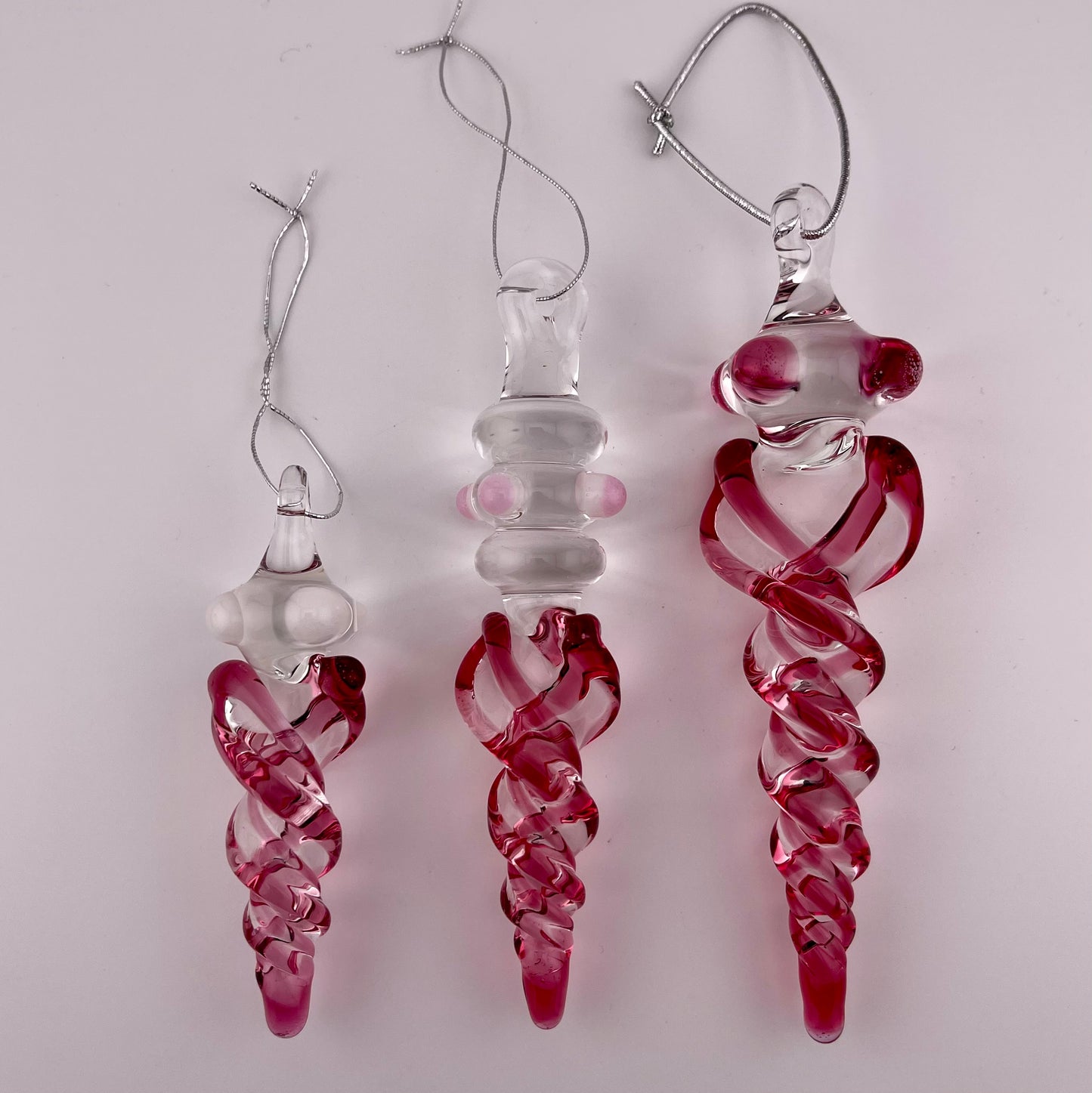 3 Pack Gold Ruby Glass Icicle Ornament  "Holiday Special"