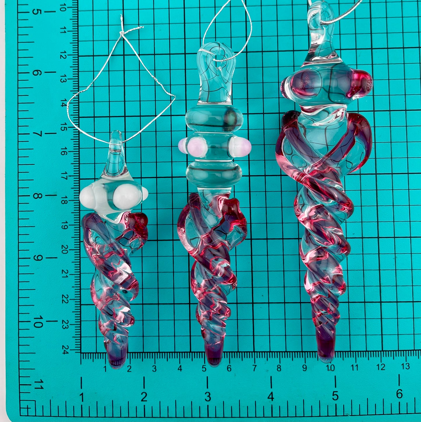 3 Pack Gold Ruby Glass Icicle Ornament  "Holiday Special"
