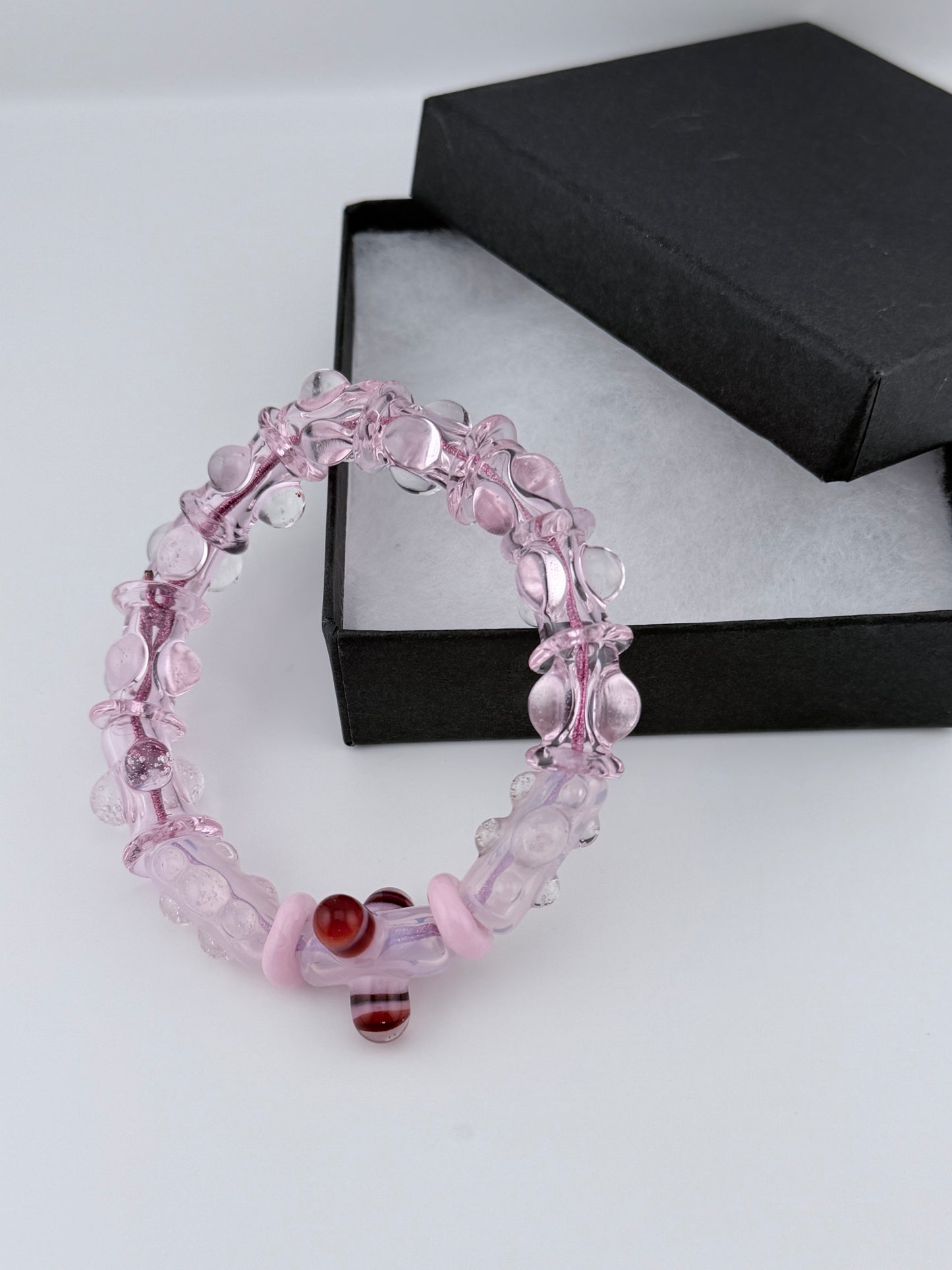 7inch Pink UV Reactive Glass Bracelet – Glows Pink Under Black Light