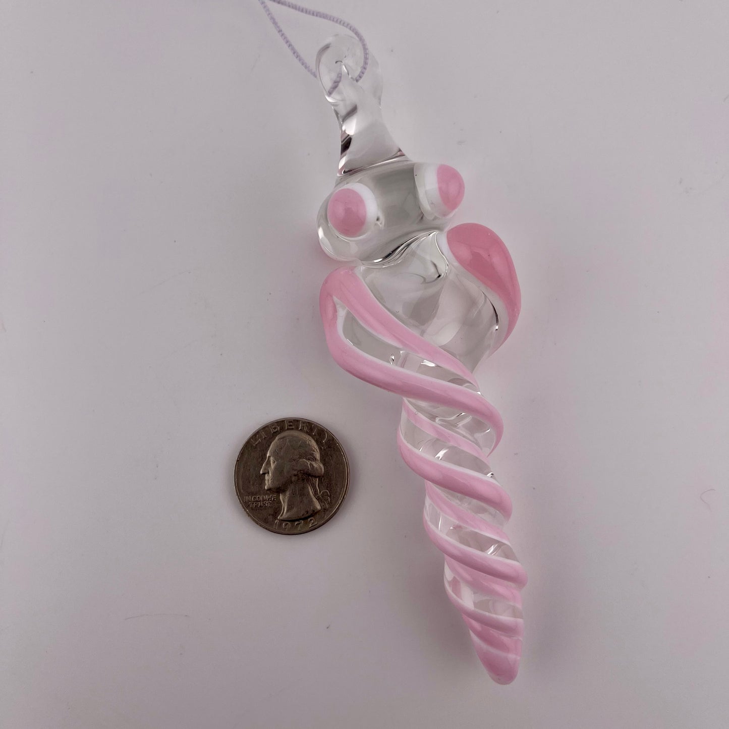 3 Pack Cadillac Pink over Lotus White Glass Icicle Ornament  "Holiday Special"