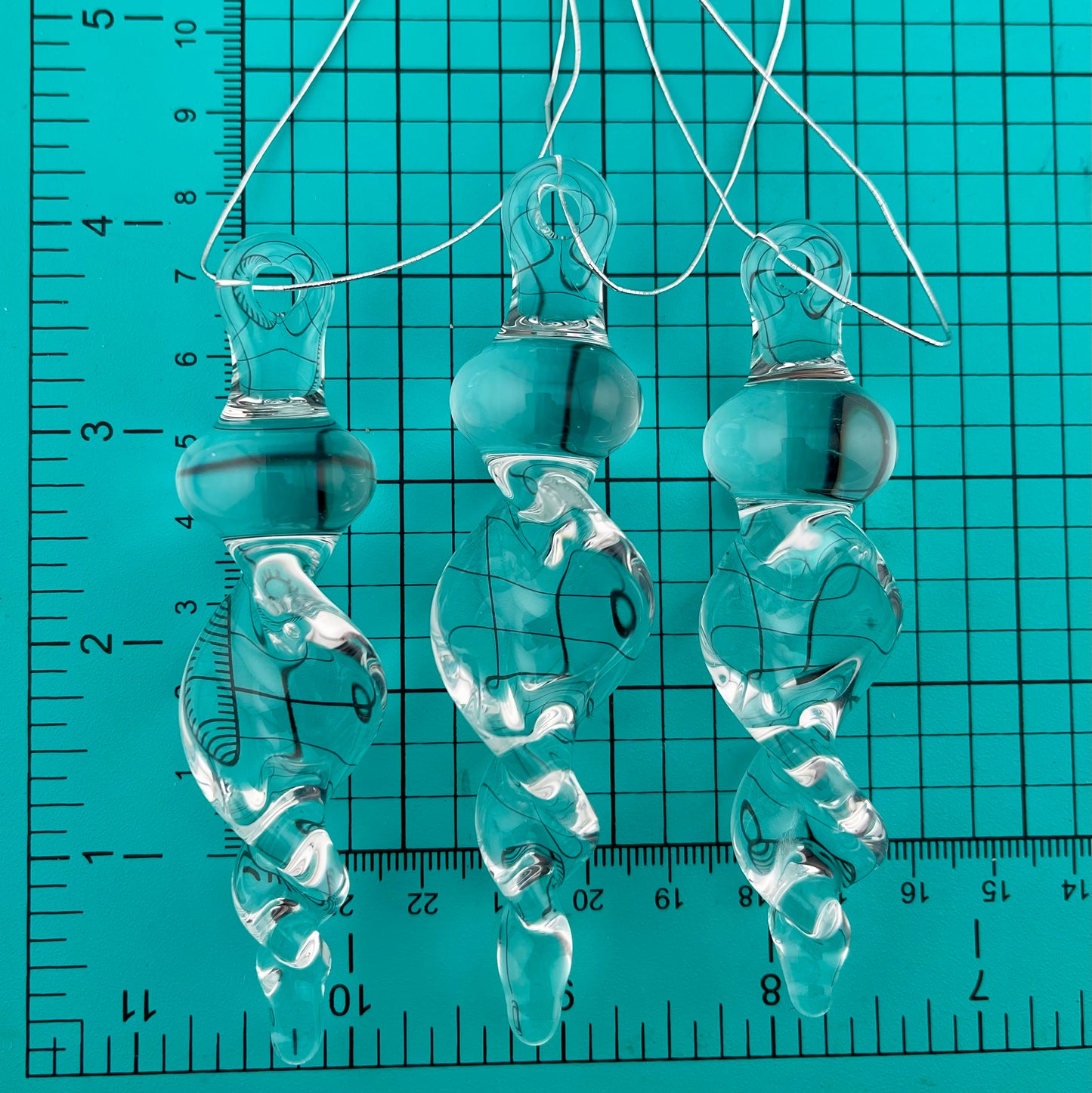 3 Pack of Small Clear Glass Icicle Ornaments