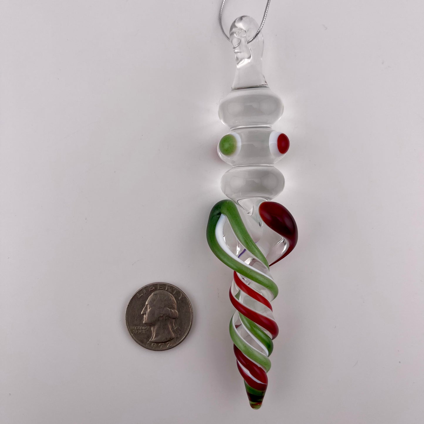 3 Pack Elvis Red and Sparkly Green over Lotus White Glass Icicle Ornament  "Holiday Special"
