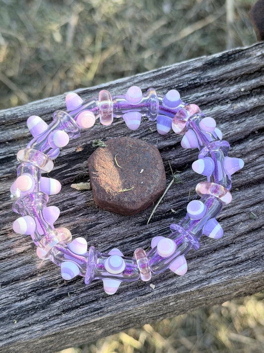 7inch Purple and Pink UV Reactive Glass Bracelet – Glows Pink Under Black Light