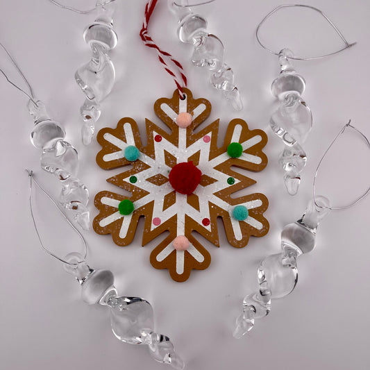 6 Pack of Small Clear Glass Icicle Ornaments