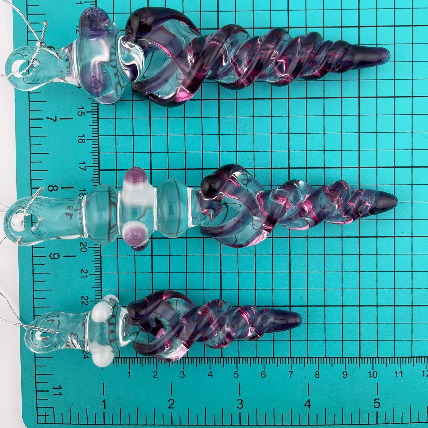 3 Pack Gold Amethyst Glass Icicle Ornament  "Holiday Special"