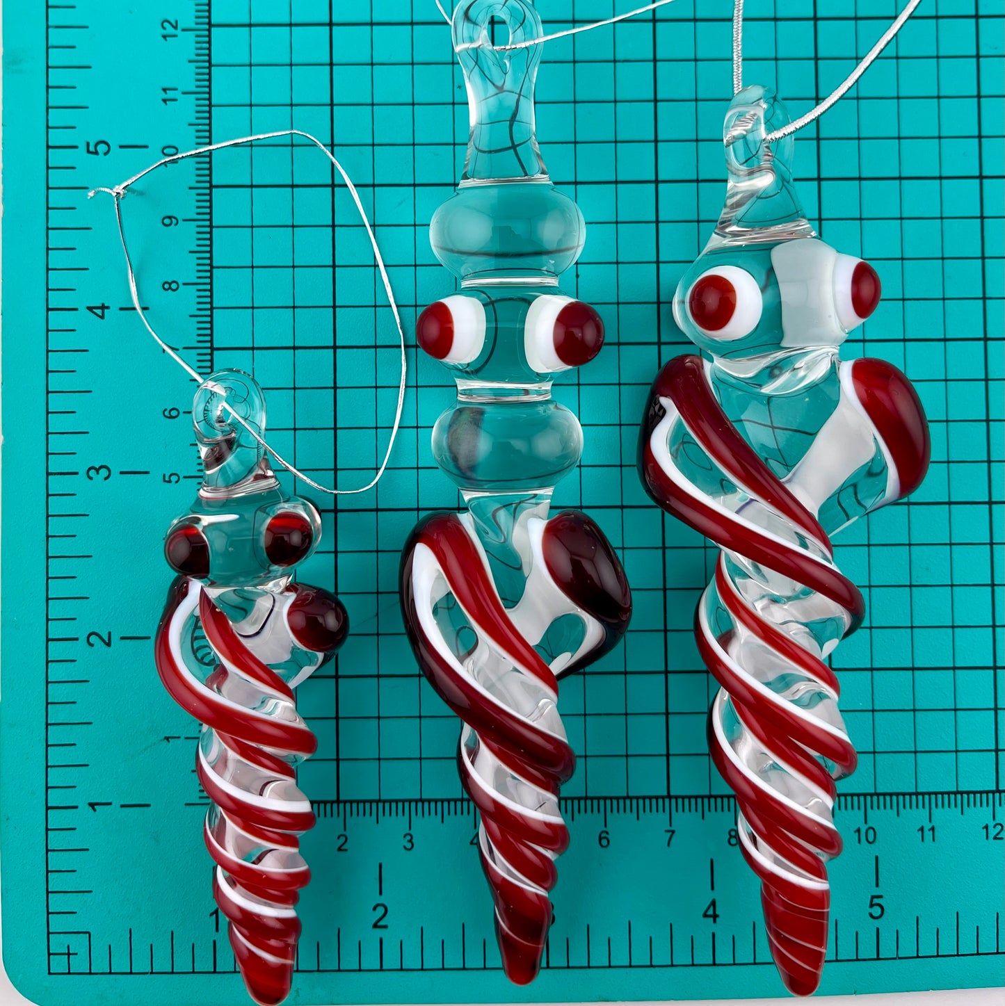 3 Pack Elvis Red over Lotus White Glass Icicle Ornament  "Holiday Special"