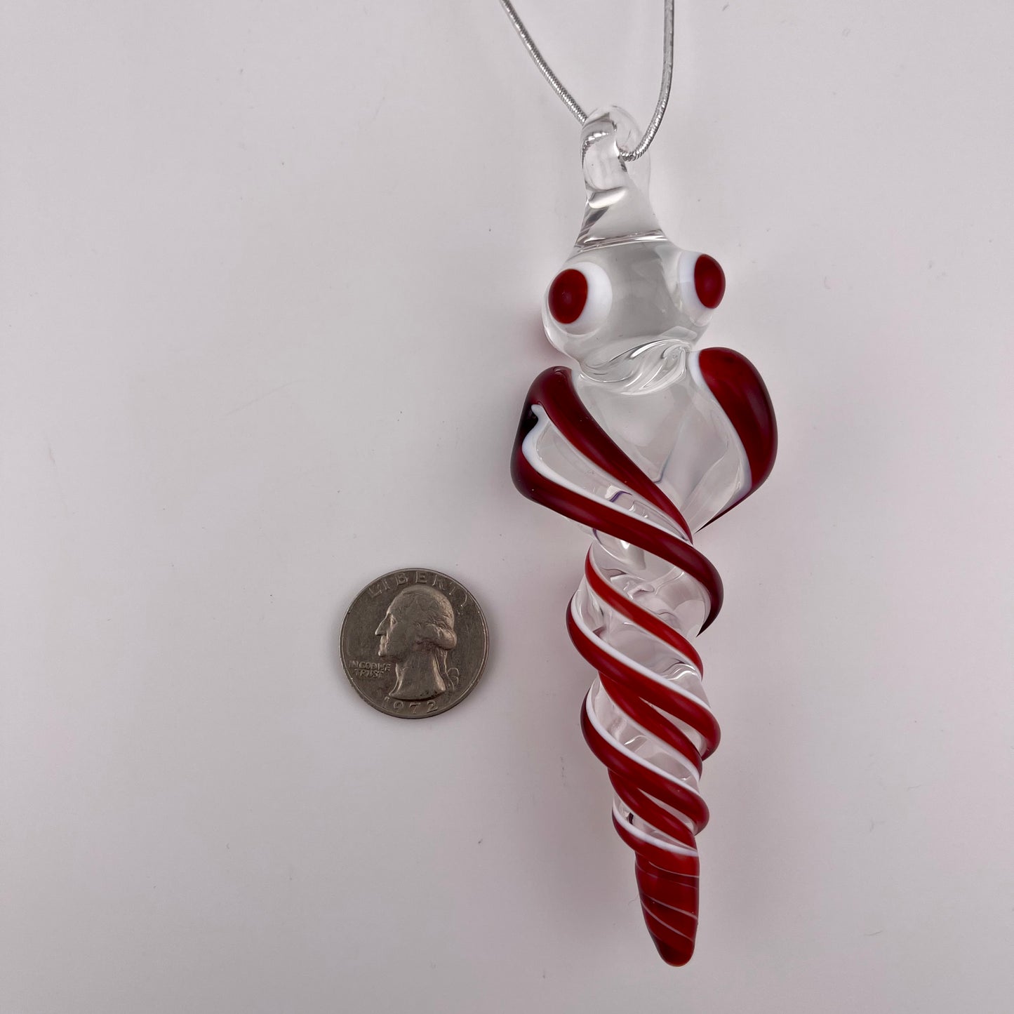 3 Pack Elvis Red over Lotus White Glass Icicle Ornament  "Holiday Special"