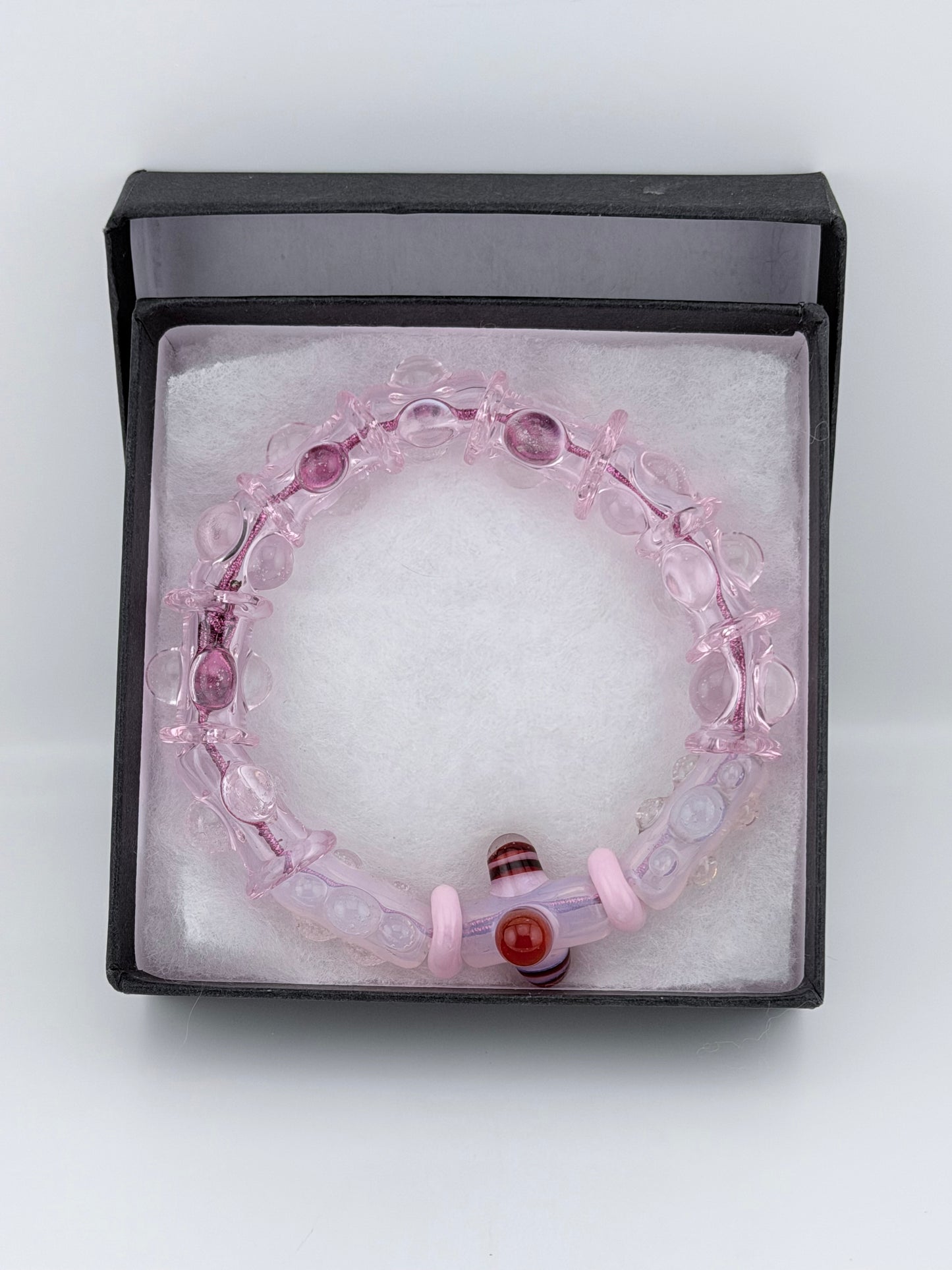 7inch Pink UV Reactive Glass Bracelet – Glows Pink Under Black Light