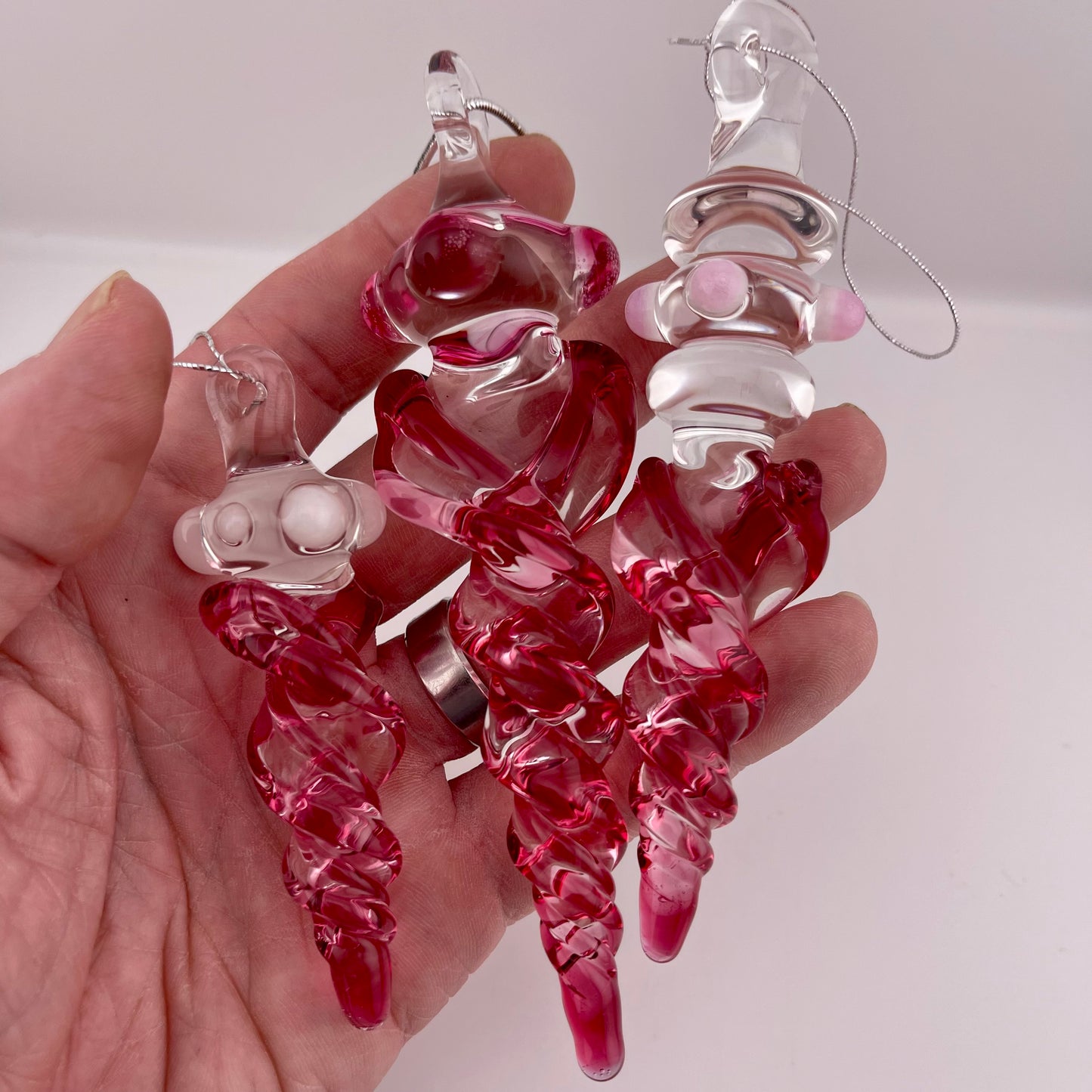 3 Pack Gold Ruby Glass Icicle Ornament  "Holiday Special"
