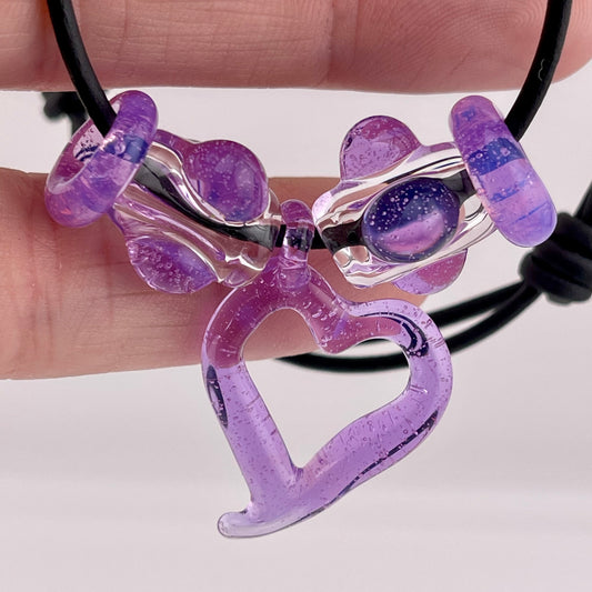 Pink Slime Heart Necklace Pendant with accent Beads