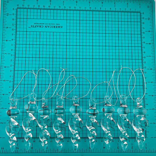 9 Pack of Small Clear Glass Icicle Ornaments