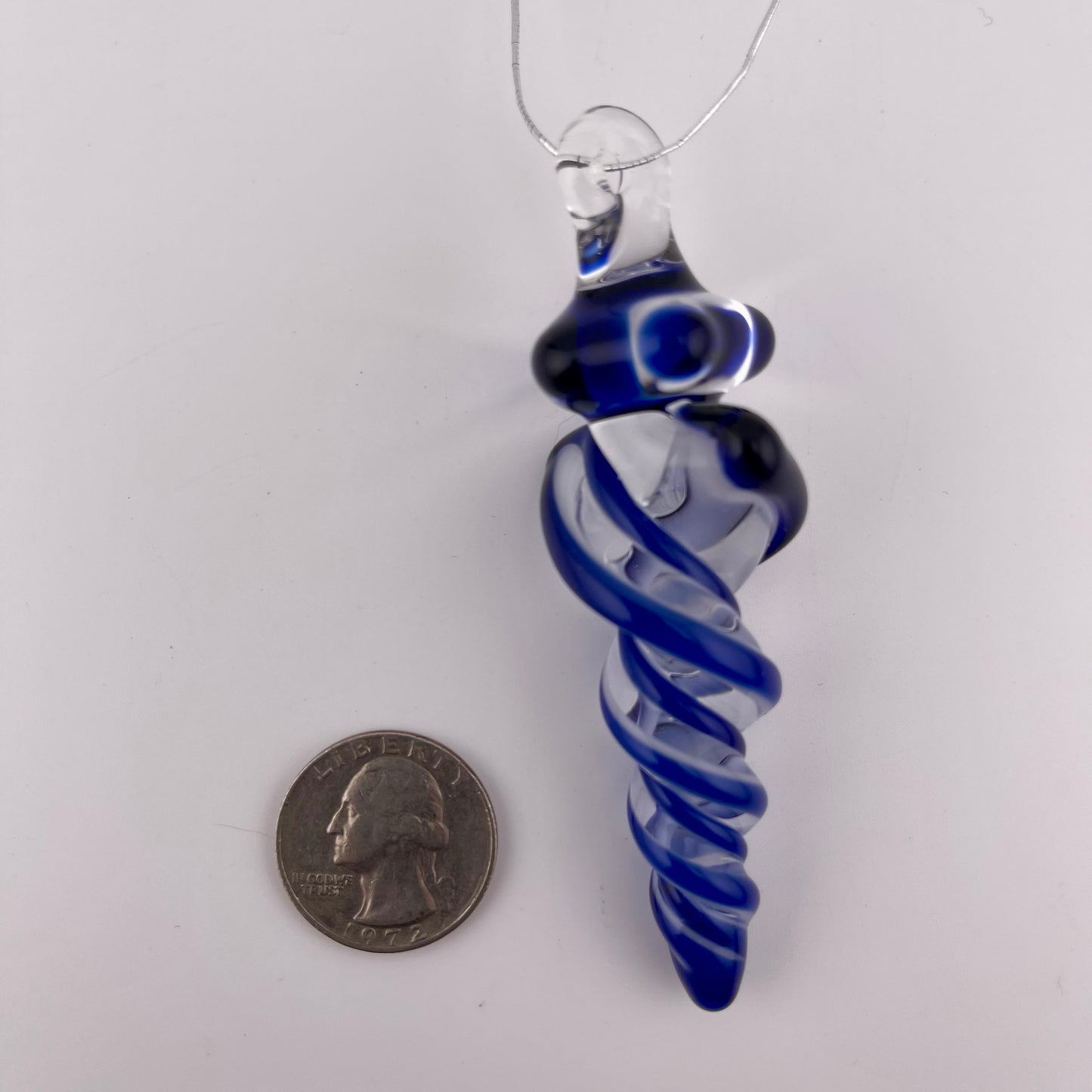 3 Pack Cobalt Blue over Lotus White Glass Icicle Ornament  "Holiday Special"