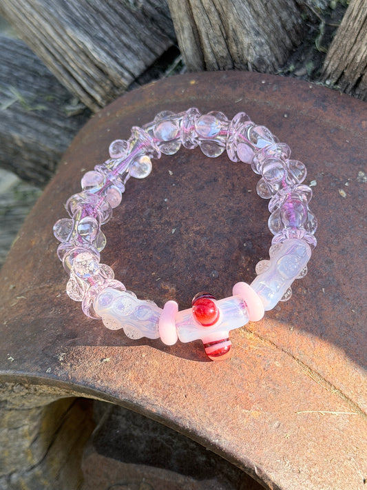 7inch Pink UV Reactive Glass Bracelet – Glows Pink Under Black Light